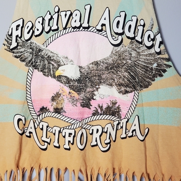 Forever 21 Shirt Womens Small Gold Yellow Boho Fringe Festival - Picture 8 of 9